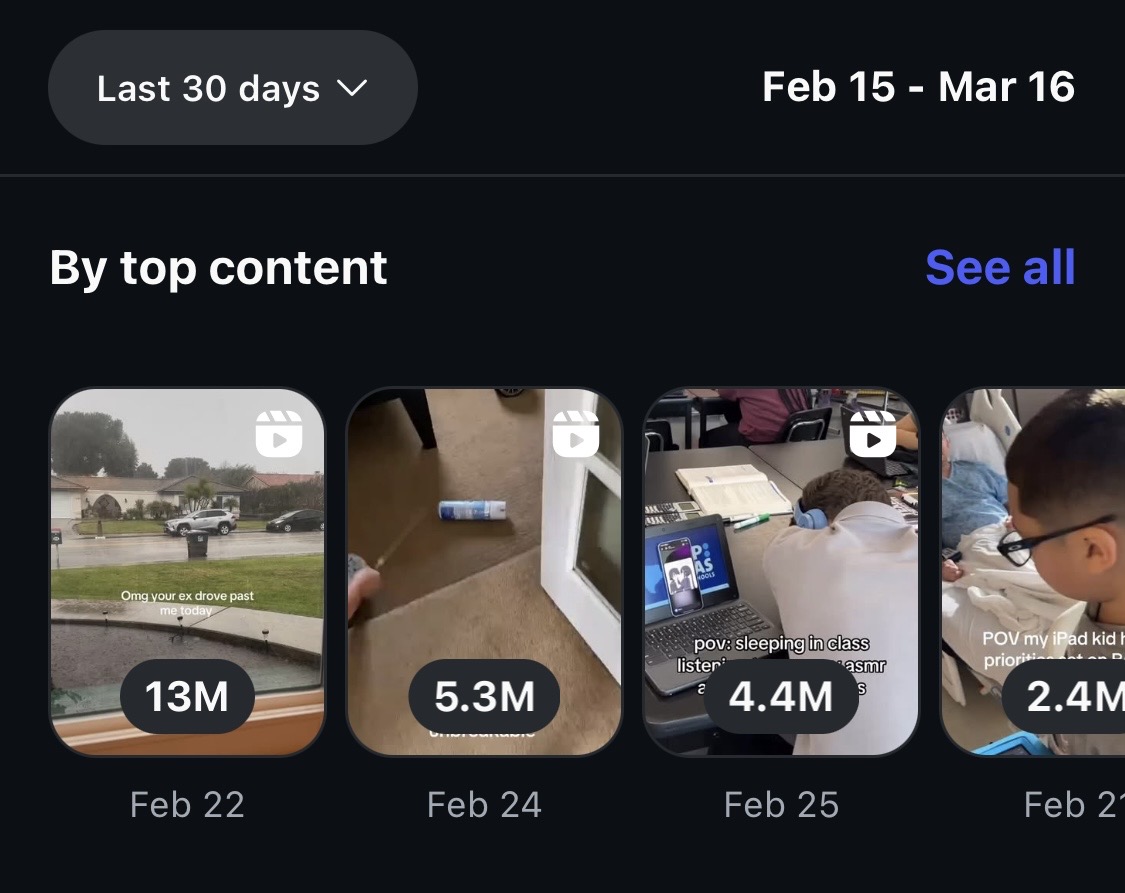 Instagram top content screenshot